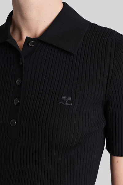 Courrèges Polo In Black Viscose In Black