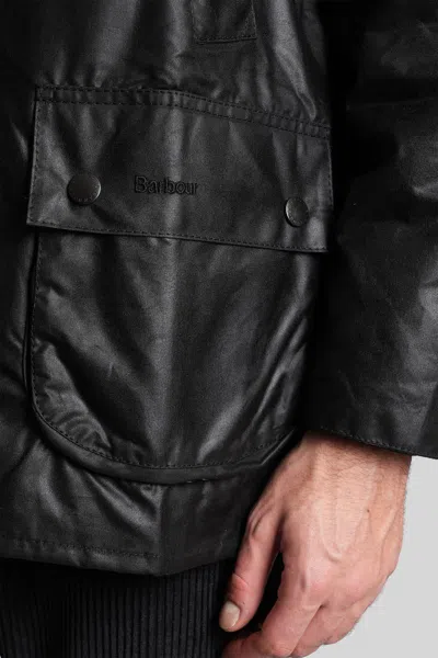 Barbour Beadle Wax Casual Jacket In Black Cotton In Black