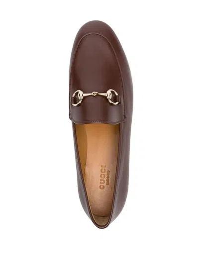 Gucci Jordaan Leather Horsebit Loafers In Brown