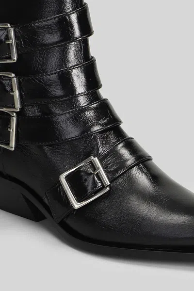 Alohas Buckled Pointed-toe Boots In Black