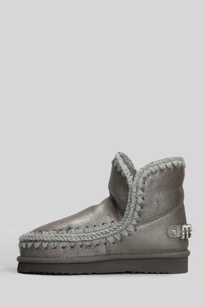 Mou Eskimo 18 Metallic-finish Ankle Boots In Gray