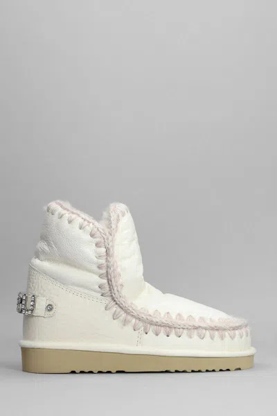 Mou Eskimo 18 Low Heels Ankle Boots In White
