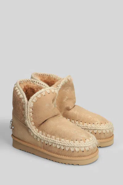 Mou Eskimo Rhinestones Logo Booties In Pink