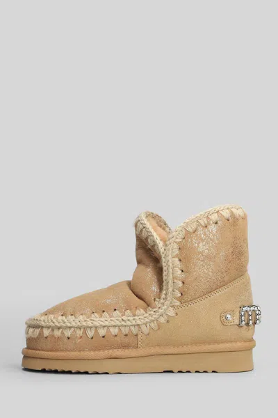 Mou Eskimo Rhinestones Logo Booties In Pink