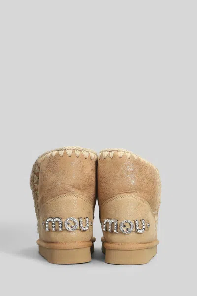 Mou Eskimo Rhinestones Logo Booties In Pink
