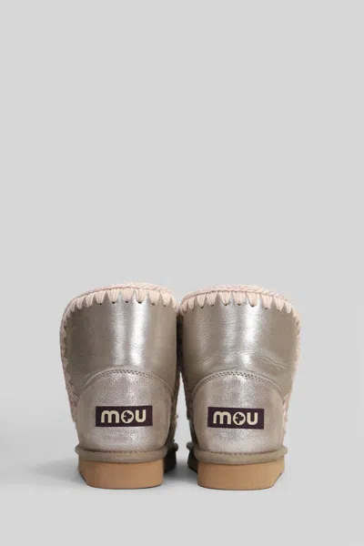 Mou Eskimo 18 Low Heels Ankle Boots In Grey Leather In Gray