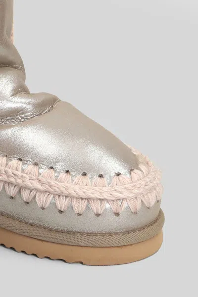 Mou Eskimo 18 Low Heels Ankle Boots In Grey Leather In Gray