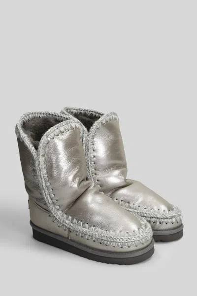 Mou Eskimo 24 Low Heels Ankle Boots In Grey Glitter In Gray