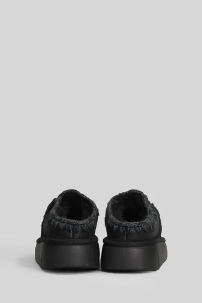 Mou Bounce Clog Slipper-mule In Black Leather In Black