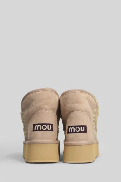 Mou Mini Eskimo Platform Ankle Boots Inside Wedge In Brown