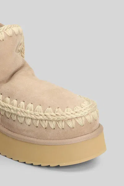 Mou Mini Eskimo Platform Ankle Boots Inside Wedge In Brown