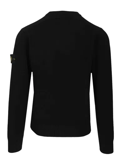 Stone Island Lambswool Crewneck Sweater In Black