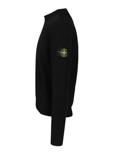 Stone Island Lambswool Crewneck Sweater In Black