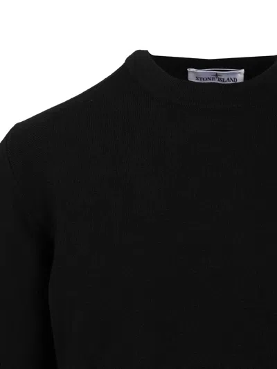 Stone Island Lambswool Crewneck Sweater In Black
