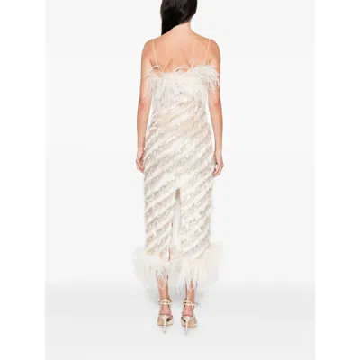 Taller Marmo Feather-trim Midi Dress