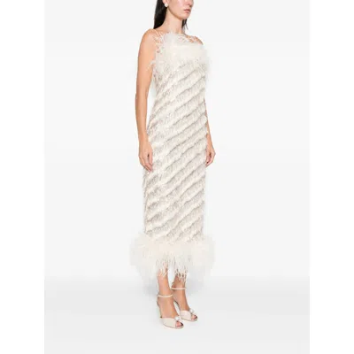 Taller Marmo Feather-trim Midi Dress