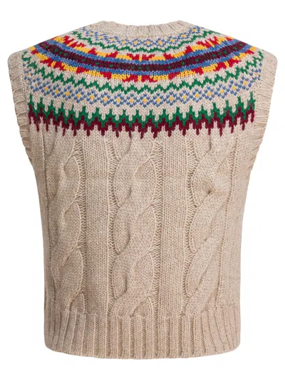 Polo Ralph Lauren Fair Isle Knit Vest Knitwear Beige In Multi