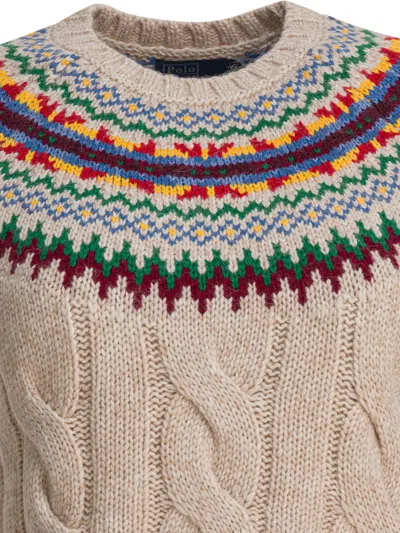 Polo Ralph Lauren Fair Isle Knit Vest Knitwear Beige In Multi