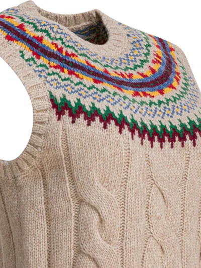 Polo Ralph Lauren Fair Isle Knit Vest Knitwear Beige In Multi
