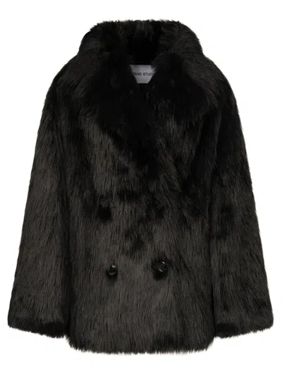 Stand Studio Katalina Faux Fur Short Coat Clothing In Black