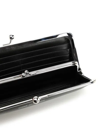 Comme Des Garçons Large Wallet With Kiss Closure Clutches Black In Black