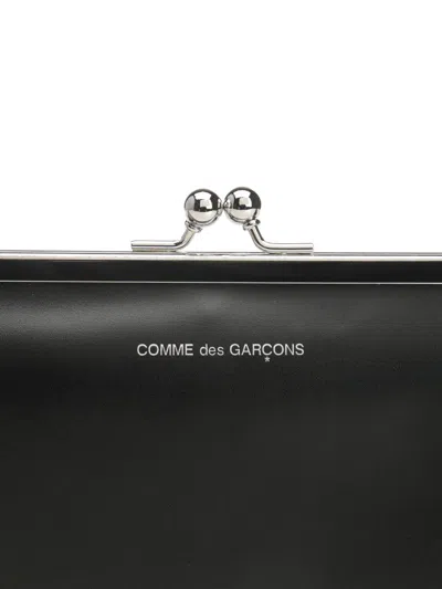 Comme Des Garçons Large Wallet With Kiss Closure Clutches Black In Black