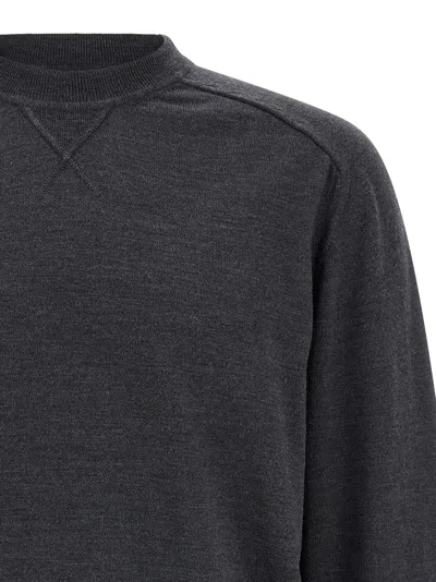 Jacquemus Long Sleeve Crewneck Sweater With Ribbed Cuffs In Gray