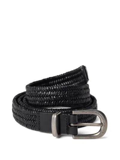 Brunello Cucinelli Leather Belt In Black
