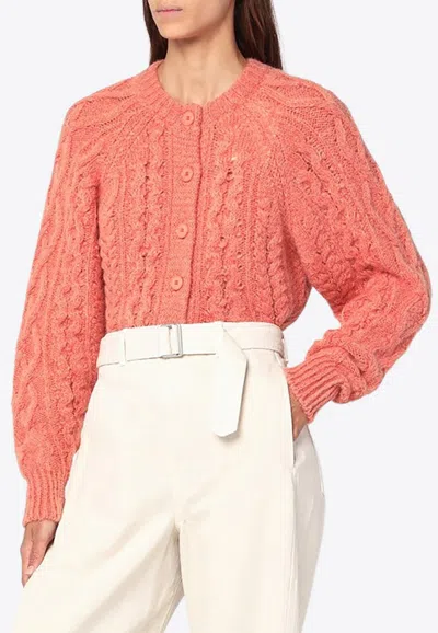 Isabel Marant Étoile Rust Pink Yara Openwork Knit Cardigan In Orange