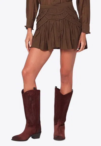 Isabel Marant Étoile Ruffled Layered Skirt Detailed Design In Brown