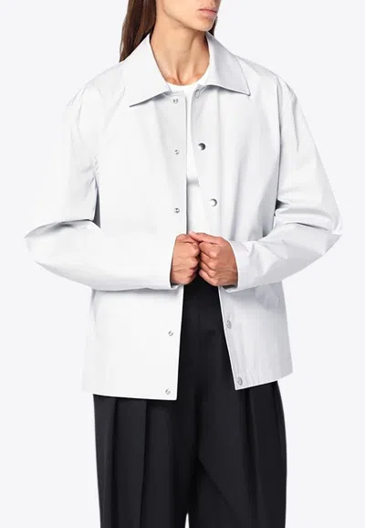 Jil Sander Light Grey Cotton Taffeta Jacket With Logo In White