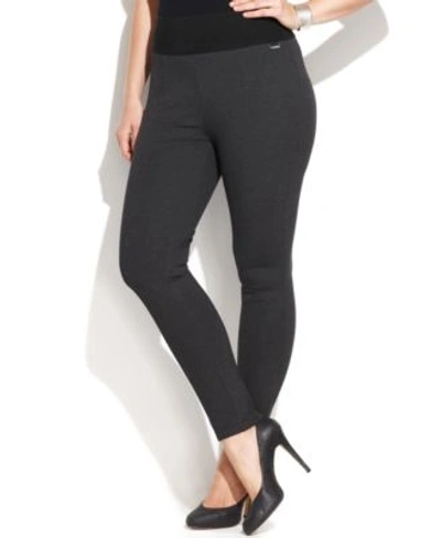 Calvin Klein Plus Size Pull-on Skinny Pants In Charcoal