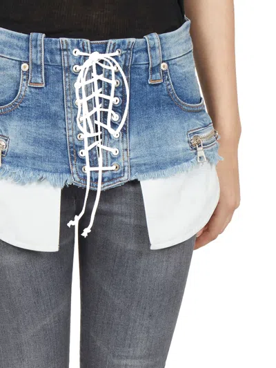 Ben Taverniti Unravel Project Ben Taverniti Unravel Denim Lace Up Belt In Blue