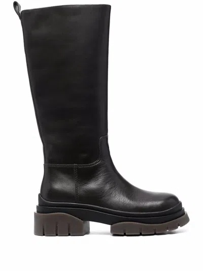 Ash Supremium 60mm Knee Length Leather Boots In Black