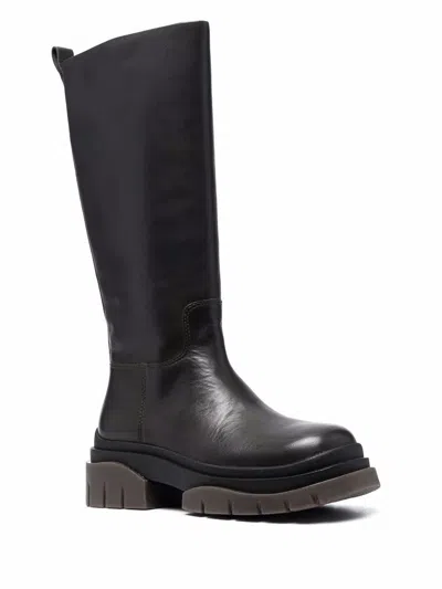 Ash Supremium 60mm Knee Length Leather Boots In Black