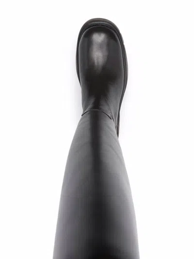Ash Supremium 60mm Knee Length Leather Boots In Black