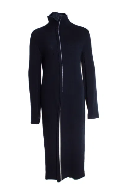Jil Sander Wool Turtle Neck Dress In Blue In Multi