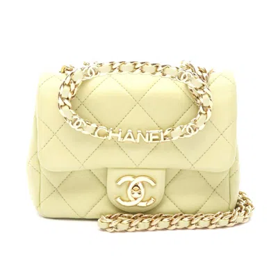 Pre-owned Chanel Mini Matelassé Lambskin Shoulder Bag In Green