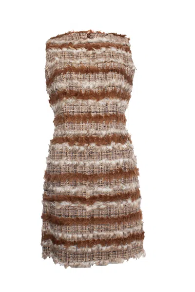 Pre-owned Chanel Tweed Dress With Goat Hair In Brown