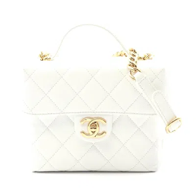 Pre-owned Chanel Caviar Skin Small Shoulder Bag In White