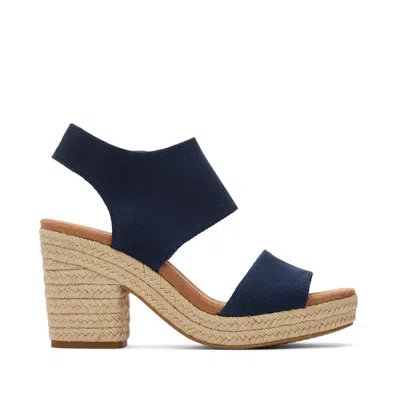 Toms Shoes Majorca Rope Navy Platform Sandal In Multi