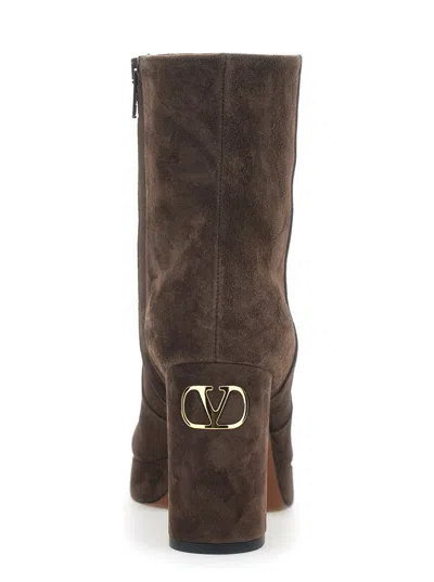 Valentino Garavani "fawcette 90mm" Heeled Ankle Boots In Brown