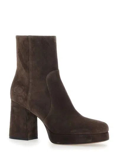 Valentino Garavani "fawcette 90mm" Heeled Ankle Boots In Brown