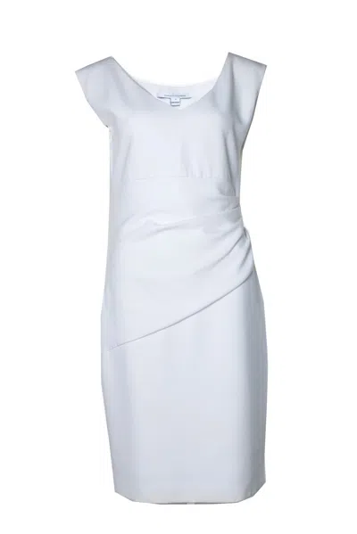 Diane Von Furstenberg White Draped Dress In Blue
