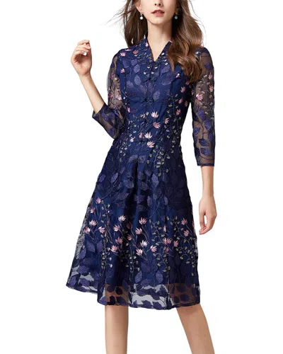 Adele Berto Midi Dress In Blue