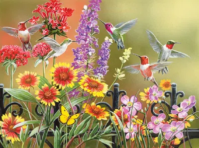 Sunsout Hummingbirds At The Gate 500 Piece Jigsaw Puzzle For Adults In Multi