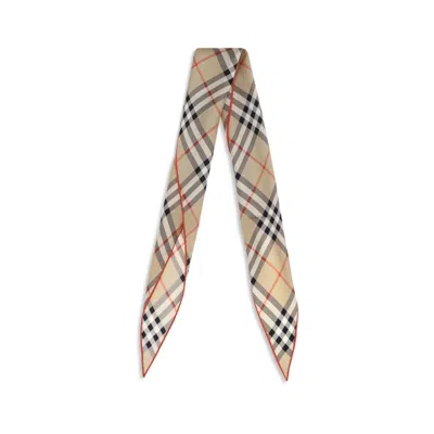 Burberry Silk Check Scarf In Sand