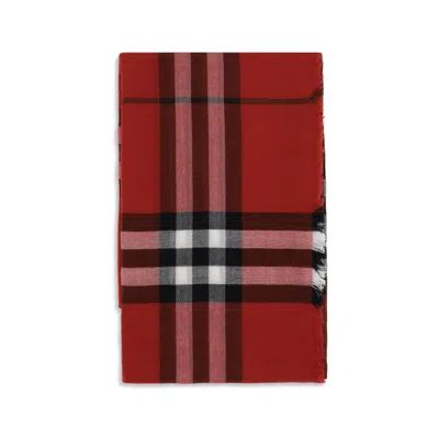 Burberry Women Wool Check Wide Scarf In Red