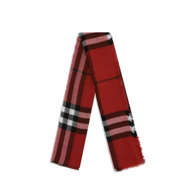 Burberry Women Wool Check Wide Scarf In Red