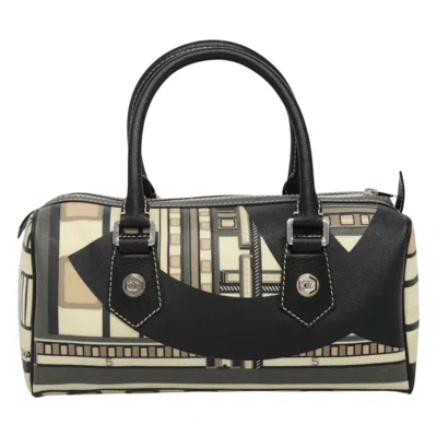 Pre-owned Chanel Le Train Boston Bag Printed Coated Canvas Black Pvc Handbag ()